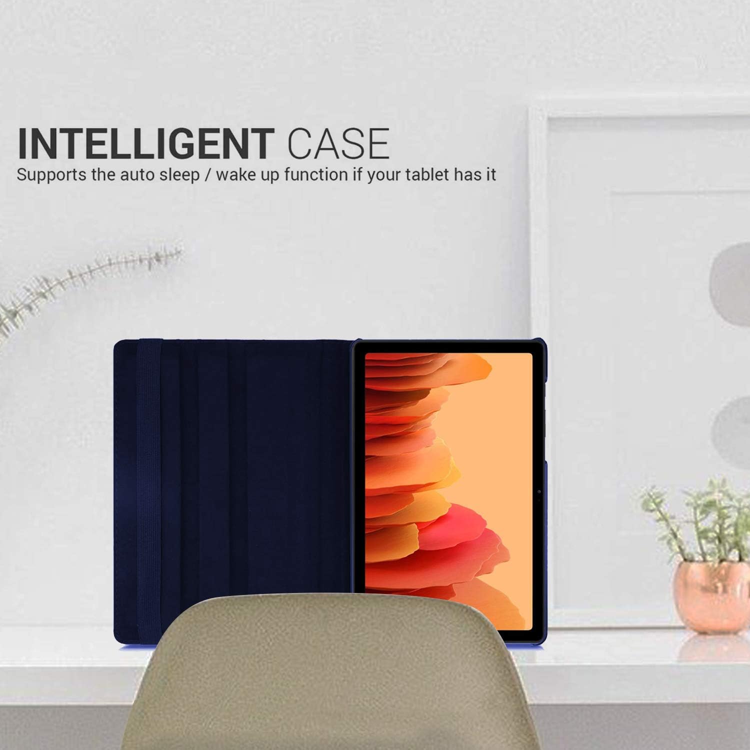 DN Technology Case For Samsung Galaxy Tab A7 10.4 inch 2022/2020 Multi Angle 360° Rotating Smart Folio Protective Tablet Cover (SM-T509/T500/T505/T507) (BLUE) - Image 4
