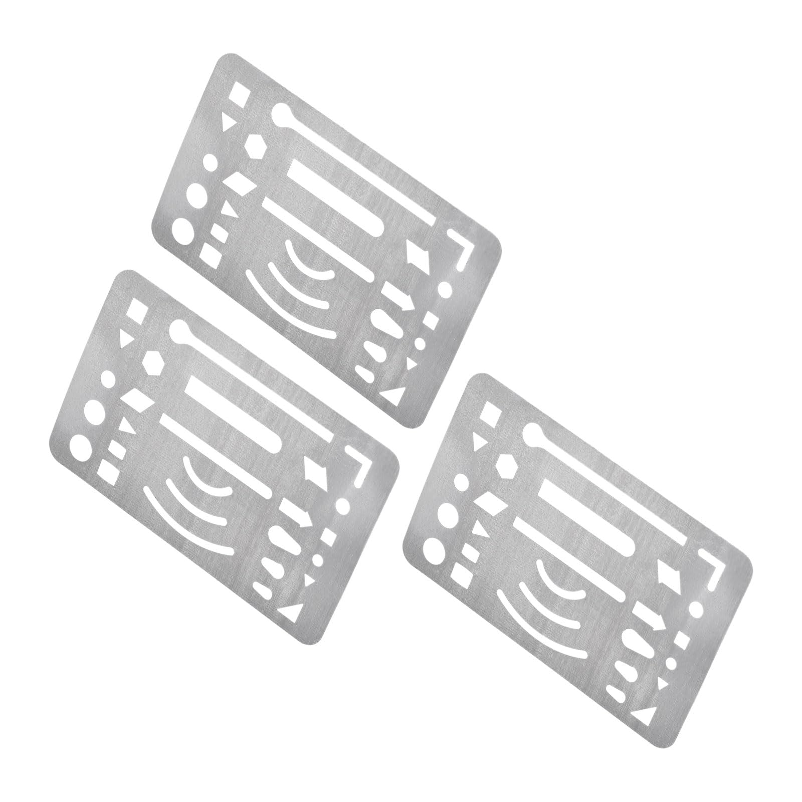 Kozelo 3pcs Erasing Shield - 27 Patterns Stainless Steel Drawing Template Design Tools for Art Drawing Use | Silver Tone
