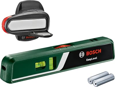Laser-Wasserwaage EasyLevel mit Wandhalterung (Laserlinie zur flexiblen Ausrichtung an Wänden und Laserpunkt zur einfachen Höhenübertragung, im E-Commerce Karton)