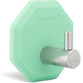 Sud Scrub&reg; Antimicrobial Shower Hook, Self Adhesive Hooks for Shower Wall, Heavy Duty Removable Wall Hooks, Stick On Hooks for Hanging, Bathroom Towel Hook (Mint)