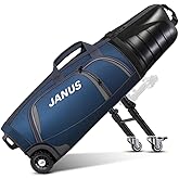 JANUS Golf Travel Bag Hard Case with Foldable Support Legs, Hands-Free Golf Club Travel Bag with 360° Spinner Wheels, ABS Hard Shell, Foldable Design for Airline Travel
