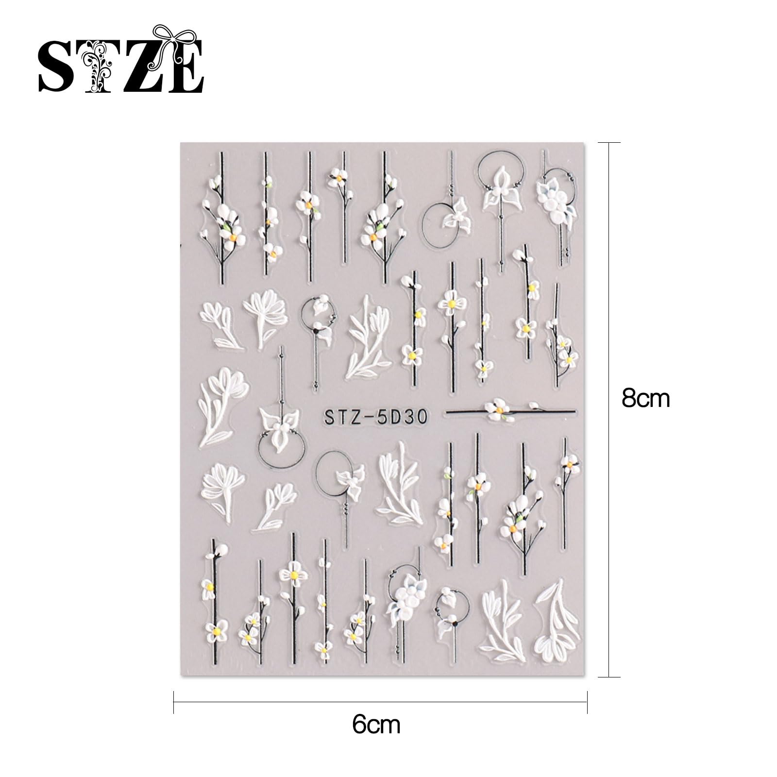 JMEOWIO 3D Embossed Flower Spring Nail Art Stickers Decals Self-Adhesive Pegatinas Uñas 5D Summer Colorful Floral Nail Supplies Nail Art Design Decoration Accessories 4 Sheets - Image 7