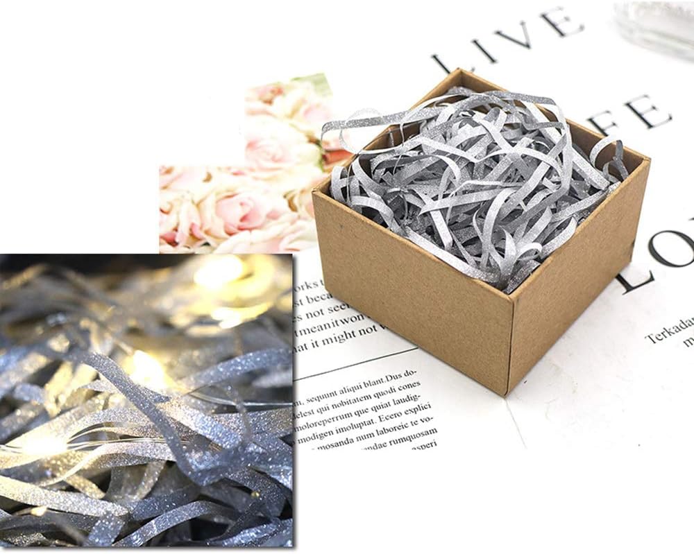 LJY 100g Silver Glitter Shredded Paper for Gift Boxes, Iridescent Hamper Filling Tissue Paper - Image 5