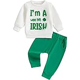 Kupretty Toddler Baby Boy Girl St Patricks Day Outfit Irish Shamrocks Clothes Embroidery Long Sleeve Sweatshirt + Pants Set