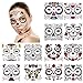 12 Pack Day of the Dead Sugar Skull Temporary Face Tattoo Halloween Makeup Tattoo for Men and Women