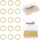 BEADIA 14K Gold Plated Jump Rings Non Tarnish 6mm 400pcs for Jewelry Making Findings