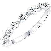 HZSIKAO Moissanite Rings, Sterling Silver Ring White Gold Plated Half Eternity Wedding Bands for Women Her Size 5-10