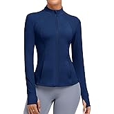 Cighay Women's Athletic Full Zip Lightweight Workout Jacket With Pockets Running Slim Fit Yoga Sportwear With Thumb Holes