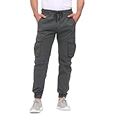 LEPOAR Men's Hiking Cargo Pants Joggers Slim Fit Stretch Lightweight Casual Work Pants with Pockets Drawstring Waist