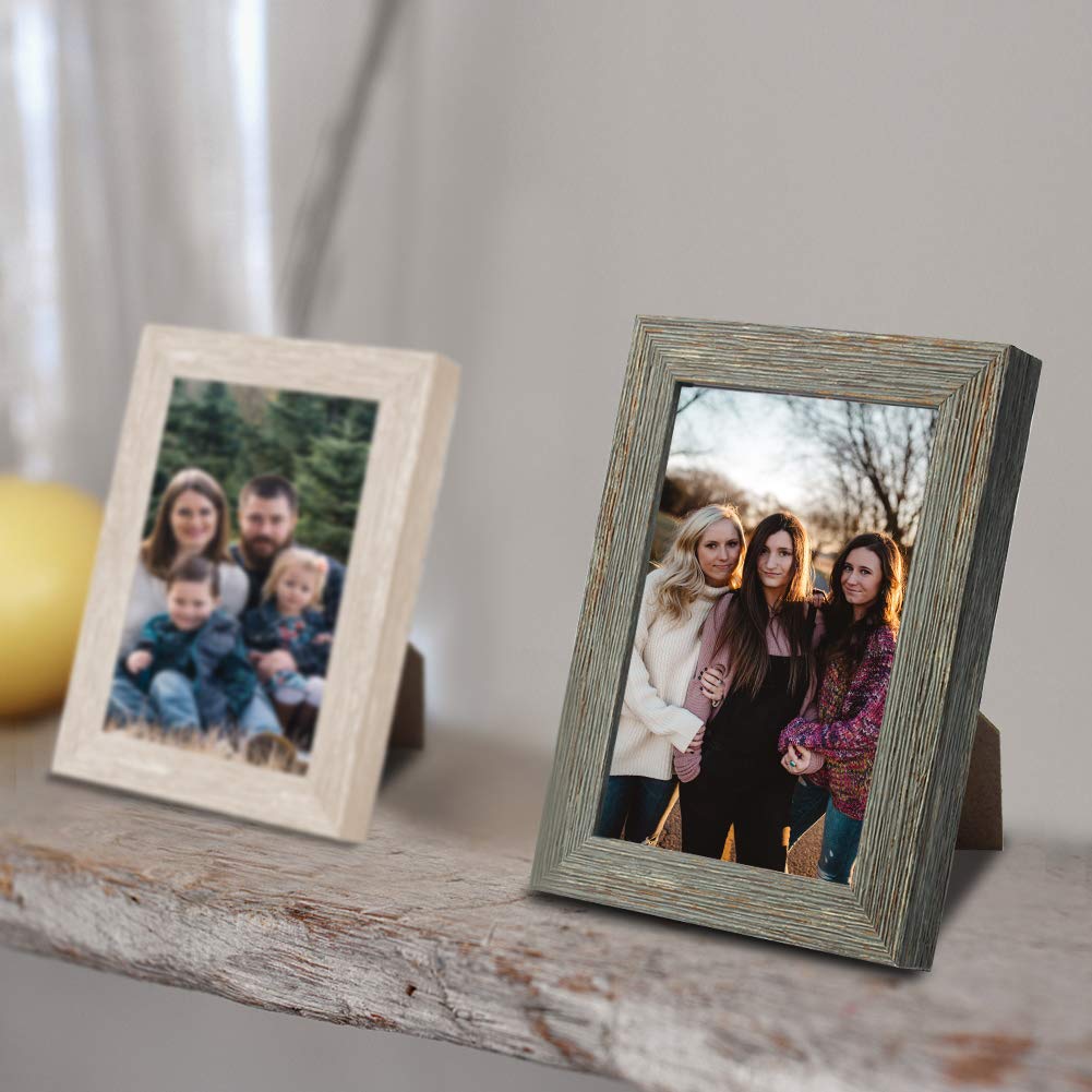 Wskderliner 2er Set 9 x 14 cm (3.5x5.5 Inch) Bilderrahmen Shabby chic Vintage Barock antik Landhausstil Nostalgie Aufsteller Portraitrahmen Fotorahmen Einzelrahmen Creamy-White and Gray