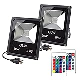 GLW LED RGB Flood Light, 50W Outdoor Color Changing