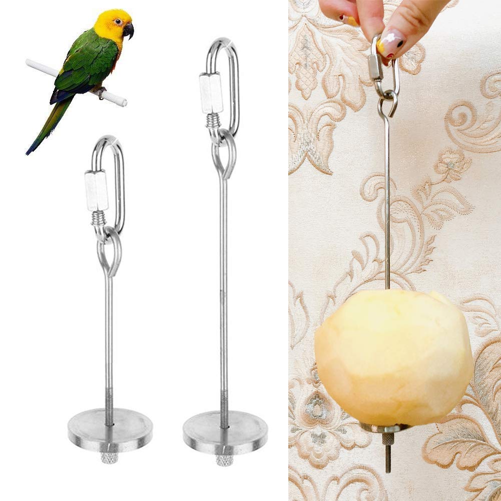 Wudong 2 Pcs Parrot Skewer,Stainless Steel Vegetable Fruit Stick Hanging Holder Birds Foraging Toy Spear Feeder for Bird Cage Accessories