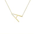 MOMOL Sideways Initial Necklace - 18K Gold Plated Stainless Steel, Large Script Letter Pendant, 20" Chain - View #7