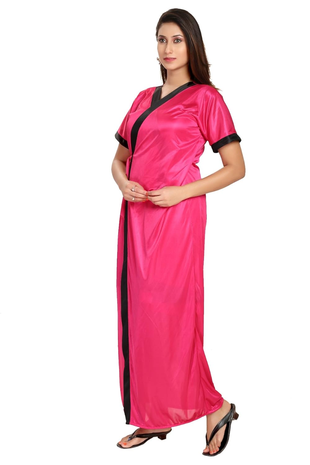 fashigo women's 2 piece satin nighty (free size)