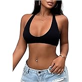 SOLY HUX Women's Sleeveless Micro Crop Tops Backless Scoop Neck Tight Fitted Sexy Tank Tops