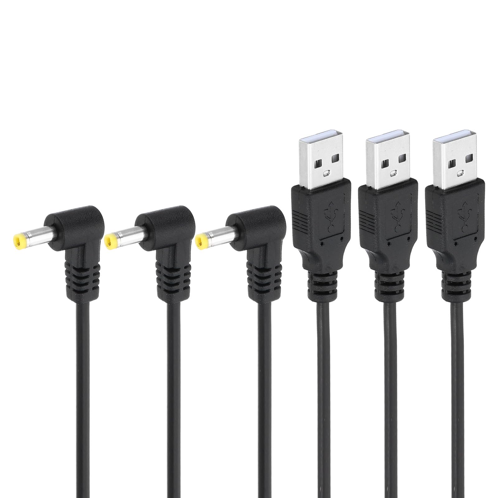 Photo 1 of PATIKIL 3Ft USB 2.0 A Type Male to DC 4.0x1.7mm 90 Degree Angle Barrel Jack Power Cable, 3pcs Wire Adapter Connector Charging Cord for Fans Speaker Lamp Black