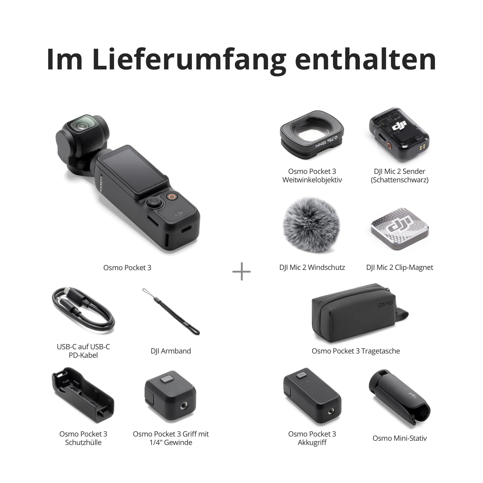 DJI Osmo Pocket 3 Kreativ Combo, vlog kamera 4K mit 1-Zoll-CMOS und 4K/120 fps Video, 3-Achsen-Stabilisierung, digital kamera, schnelles Scharfstellen, inkl. Mikrofon für klaren Ton, YouTube 7
