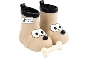 SLIPOLINI Toddler Rain Boots – Premium Kids Rain Boots for Boys & Girls with Non-Slip Soles – Children's EVA Outdoor Shoes - Beige Doggy Paw Design