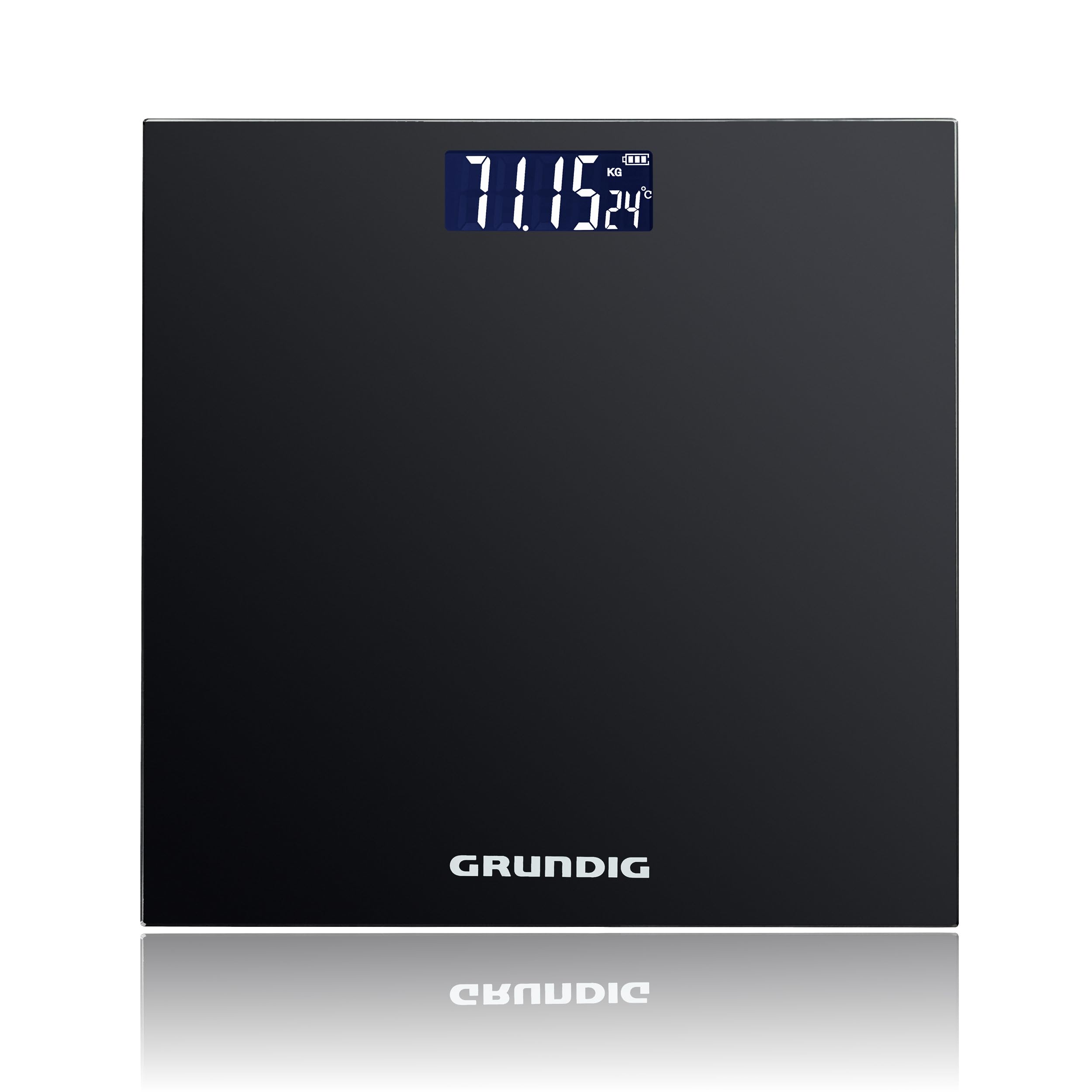 Grundig Digital Scale - Bathroom Scale up to 180kg - Scale for Body Weight Measures in kg/lb - Weight Scale up to 500gr Accurate - with Digital Display - Black - Glass