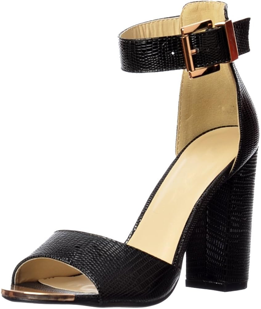 black peep toe mid heels