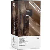 IGK Permanent Hair Color Kit | 7 N Latte - Dark Natural Blonde | 100% Gray Color Coverage + Strengthen + Shine | Ammonia Free