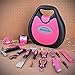 APOLLO TOOLS 72 Piece Compact Household Tool Set in Designer Case for Home Repairs, Crafts and DIY Pink - Pink Ribbon - DT4920P