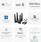 WAVLINK AX1800 USB WiFi 6 Dongle Dual Band 5GHz 2.4GHz PC Windows 11 10 Adapter view 2