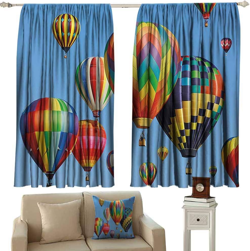 Anyangeight Blue Curtains Colorful Home Decor,Nostalgic Hot Air