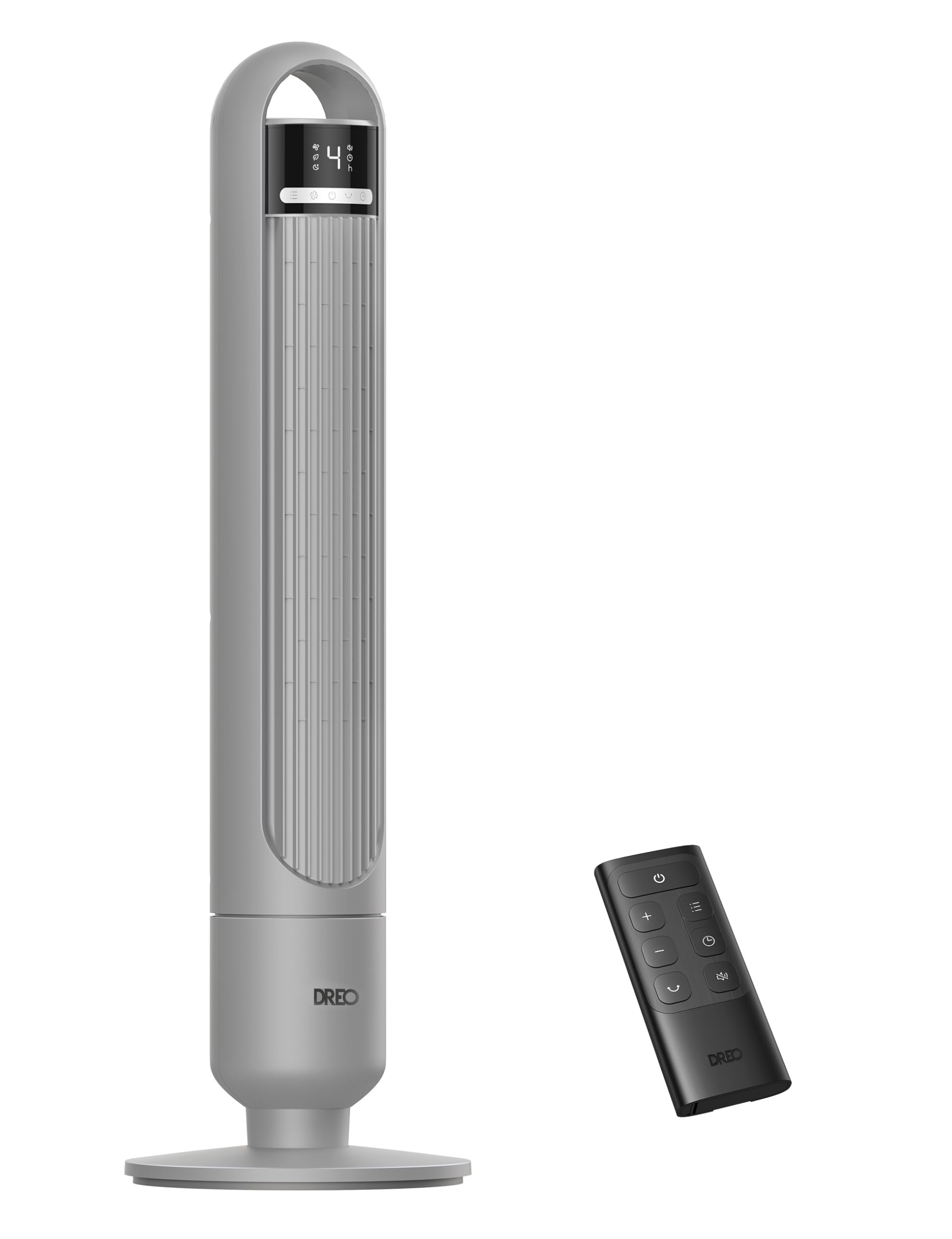 Dreo Tower Fan for Bedroom, 4 Speeds, 3 Modes Standing Fans for Room with 90° wide Oscillating, 28dB Quiet for Sleep, 25ft/s Velocity, 29ft Coverage, 8H Timer, Remote, Living Room, Office, Home, Grey Image