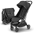 UPPAbaby Minu V3 Travel Stroller | Lightweight + Compact Design | One-Hand Fold + Unfold | from Birth + Overhead Compatible | Jake (Charcoal/Carbon Frame/Black Leather)