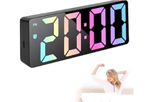 Digital Alarm Clock with Large LED Display - Adjustable Brightness, Time/Date/Temperature, Snooze & Electric/Battery Power fo