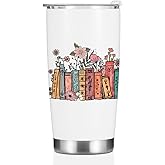 Book Lovers Gifts, Tumbler, Cute Stainless Steel Coffee Mug with Lid, 20 oz Insulated Thermal Cup Birthday Christmas Friendship Reading Book Accessories, Librarian Gifts for Women Sister Doctor