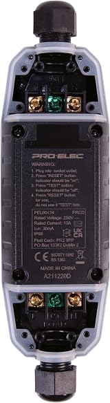 PRO ELEC PEL00414 13A Inline RCD IP66 Rewireable UK Outlet 30A Trip view 7