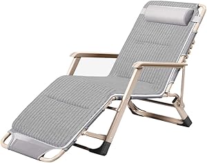 FCXBQ Foldable Sun Loungers Deck Chairs Reclining Garden Chair Zero Gravity Chairs Relaxer Recliner Sunbed Adjustable for Patio Outdoor Camping Beach, Gray Design Max.260kg