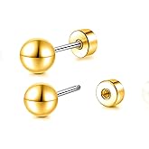 Limerencia Titanium Flatback Earrings Hypoallergenic Ball Earrings for Sensitive Ears Simple Classic 3mm-5mm Flat Stud Earring Perfect for Helix Tragus Cartilage Earlobe