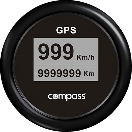Compass GPS-Tachometer/Geschwindigkeitsmesser digital, IP67 wasser-/staubgeschützt, Kilometerzähler, beleuchtetes Display, An