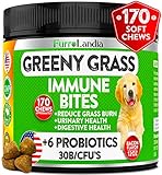 FurroLandia Natural Grass Saver for Dogs - 170 Soft Chews - Dog Pee Lawn Repair Caused by Dog Urine - Grass Saver Rocks - Apple Cider Vinegar - DL-Methionine + Probiotics + Digestive Enzymes - USA