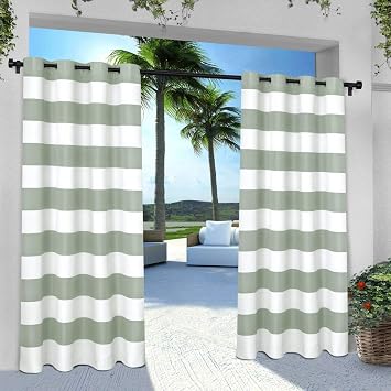 Amazon De 2pc 84 Outdoor Seafoam Streifen Pavillon Vorhang