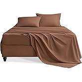 Swiftify King Size Sheets Set, 4 Pieces Hotel Luxury Soft Microfiber Bed Sheets Set, Up to 16" Deep Pockets, Oeko-Tex Sheets with Elastic, Breathable, Wrinkle Free (Brown,King)