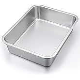 P&P CHEF Lasagna Pan, Rectangular Cake Pan Roaster Pasta Baking Cookie Sheet Pans Stainless Steel, Heavy Duty & Durable, Oven