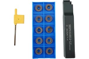 JIAROUTK 5/8" Indexable Carbide Turning Tool, 16mm CNC Shank Insert Holder Set W/ 10pcs RPMT Carbide Turning Insert Blade for Lathe Cutting Stainless Steel Polish，T15 Wrenches (RPMT1204-JS R6)