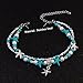 CHRAN Starfish Sea Turtle Anklets Multi Layered Turquoise Stone Beads Boho Beach Charm Anklet for Women