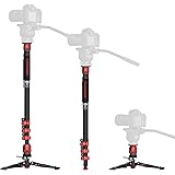 IFOOTAGE Cobra 3 Carbon Fiber Monopod with Pedal, 71" Professional Monopod for Cameras, Portable Travel Monopod with Feet, Ma