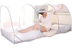 Pop-Up Mosquito Net Tent with Zipper, Breathable Polyester Mesh for Bedroom & Camping/75x35x35 Inch