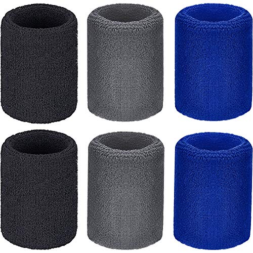image for WILLBOND 6 Pack Wrist Sweatbands Sports Wristbands for Football Basket