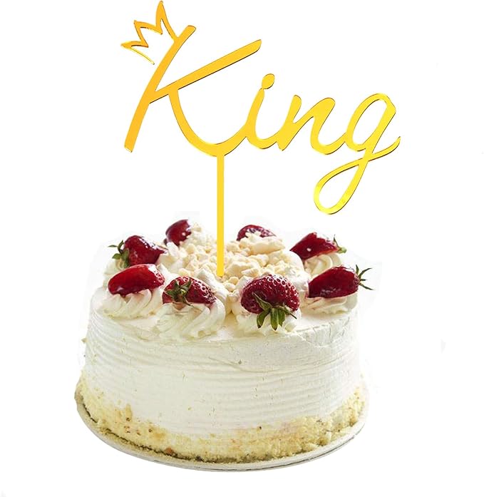 Amazon Com Crown King Happy Birthday Cake Topper Decorations Gold Acrylic Toys Games