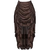 Kranchungel Renaissance Costume Pirate Skirt: Women's Steampunk Skirts Ren Faire High-Low Corset Dress for Cosplay Events