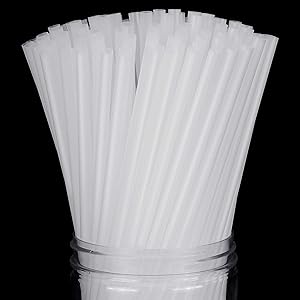 Blulu 350 Pieces Clear Straws PLA Plastic Biodegradable Straws Disposable Drinking Straw, 8 Inches
