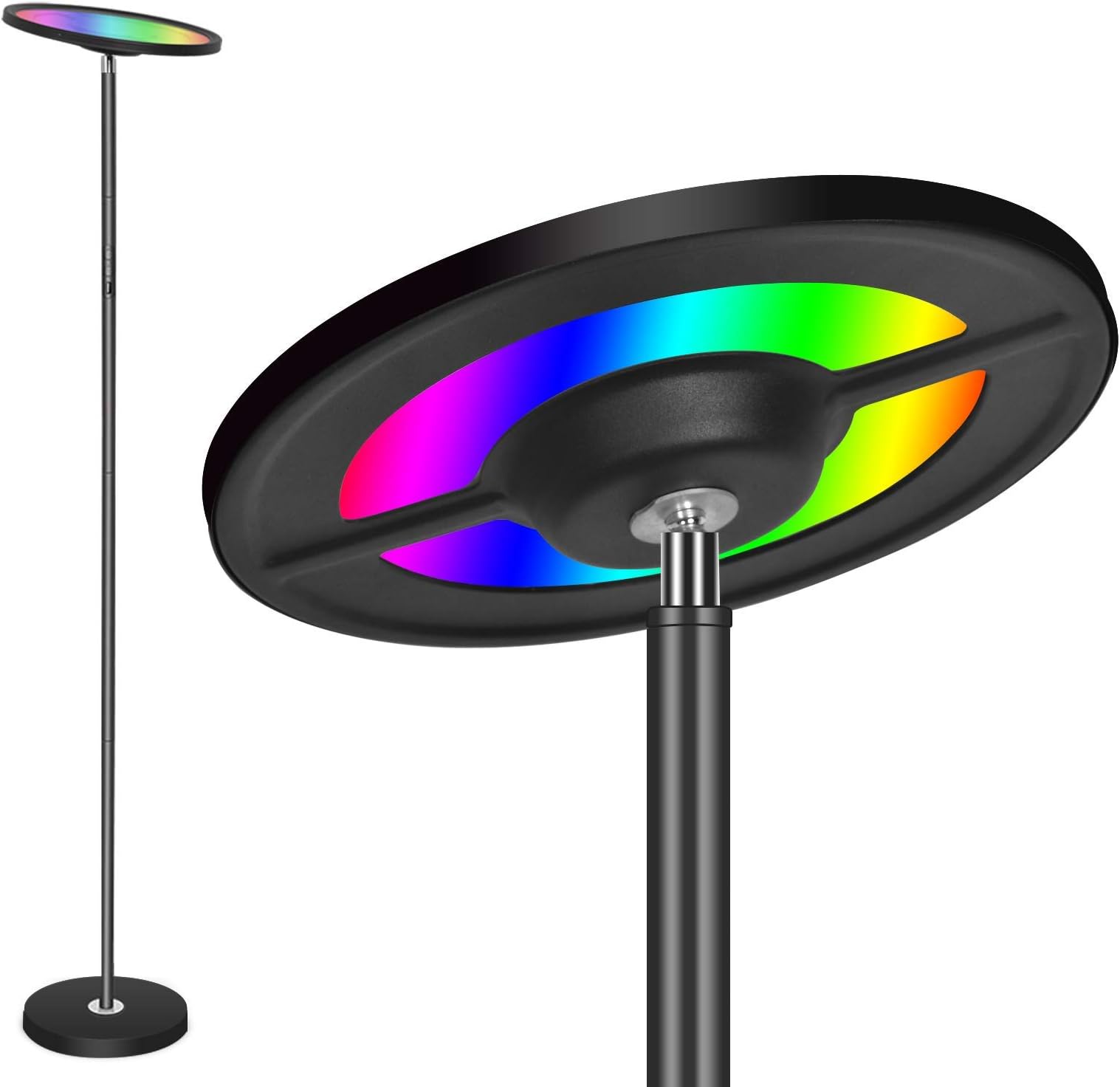 Floor Lamp, SZGMJIA LED WiFi Smart Floor Light with 1-100% Brightness Dimmable & 4 Colors Temperatures, 25W, Eye-Caring Dimmable Reading Standing Lamp for Sewing Living Room Bedroom Office