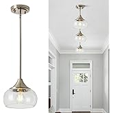 Modern Pendant Lights for Kitchen Island, Brushed Nickel Pendant Light Fixtures with 8.5" Clear Glass Shade, Industrial Hangi
